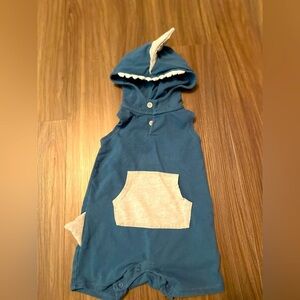 Cat & Jack Navy Shark Baby Romper with hoodie size 3/6M